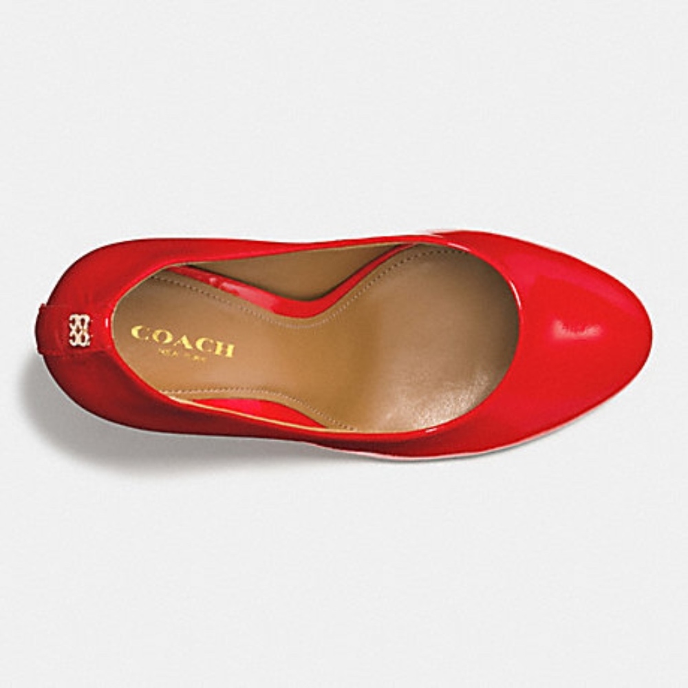 SHELLEY Coach Carnelian Patent Leather Heels sz 5 - Picture 2 of 8